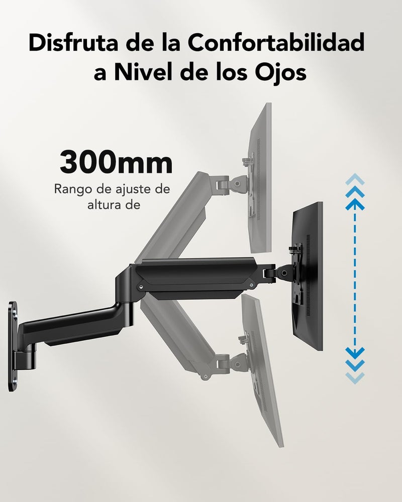 HUANUO Computer Monitor Wall Mount for 22"-35" Screens, Gaming Wall Mount Monitor Arm Holds up to 26.4lbs, Vesa Mount with Tilt, Swivel, Rotation, Supports 75x75mm, 100x100mm, 200x200mm, Black - Image 4